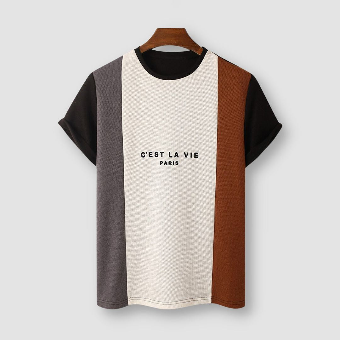 Vintage Oversized T-Shirt with Italian design and broadcloth fabric in black, gray, white, and brown.