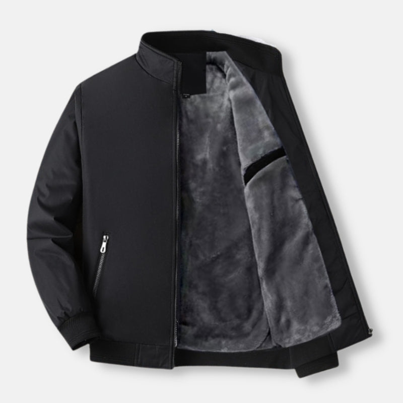 Antonios David Casual Jacket in black, lightweight, and warm, featuring cotton material and solid pattern.