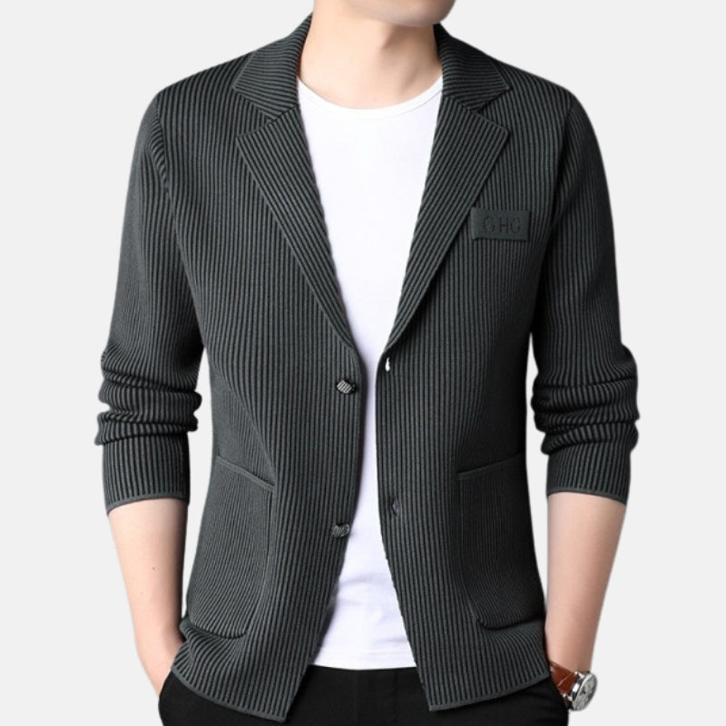 Antonios Smart Stripe Jacket for men in grey, casual elegant leather design.