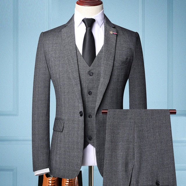 Gentleman Business 3 piece Suit (blazer+vest+pants) - Antonios