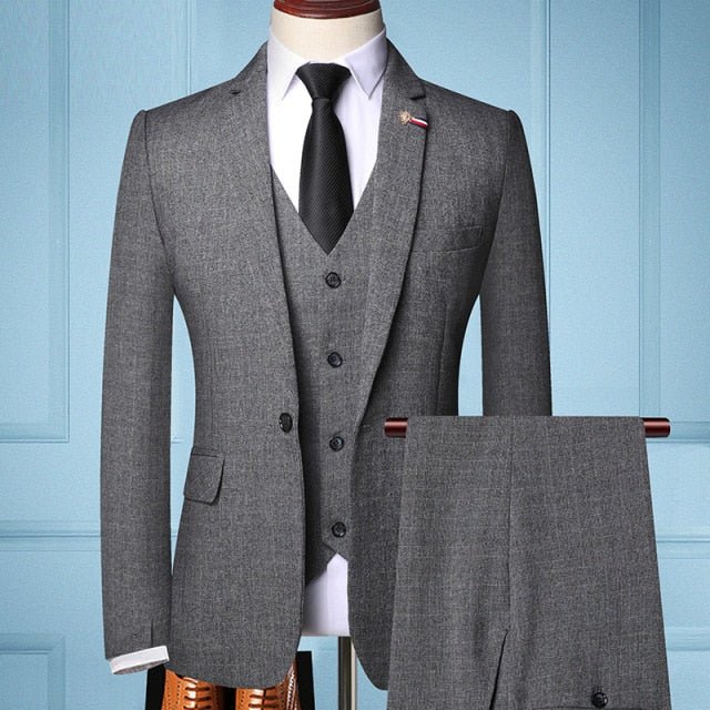 Gentleman Business 3 piece Suit (blazer+vest+pants) - Antonios