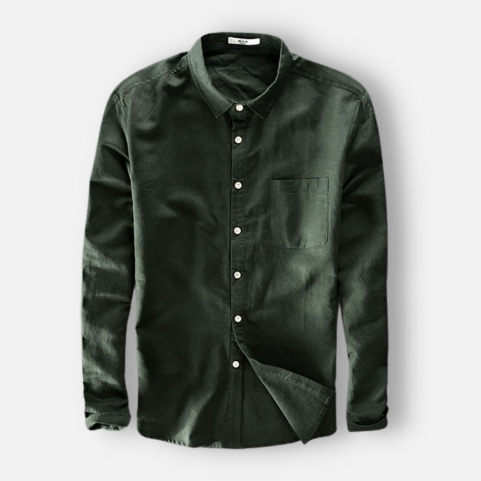 AntoniosClothing Smart Comfort Cotton Shirt in green, featuring a classic collar, perfect for casual and elegant styles.