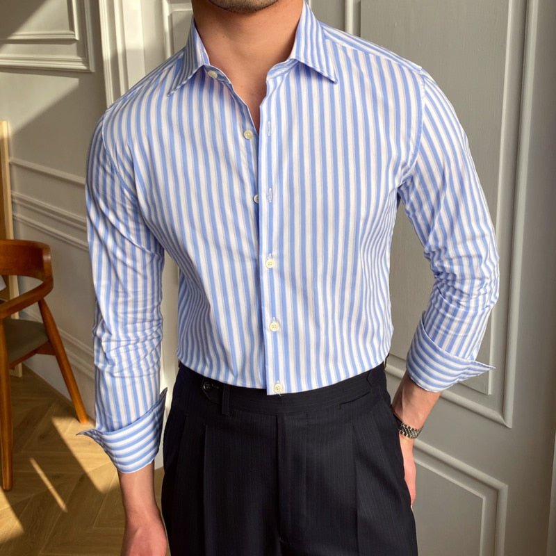 Italian Blue Striped Shirt - Antonios