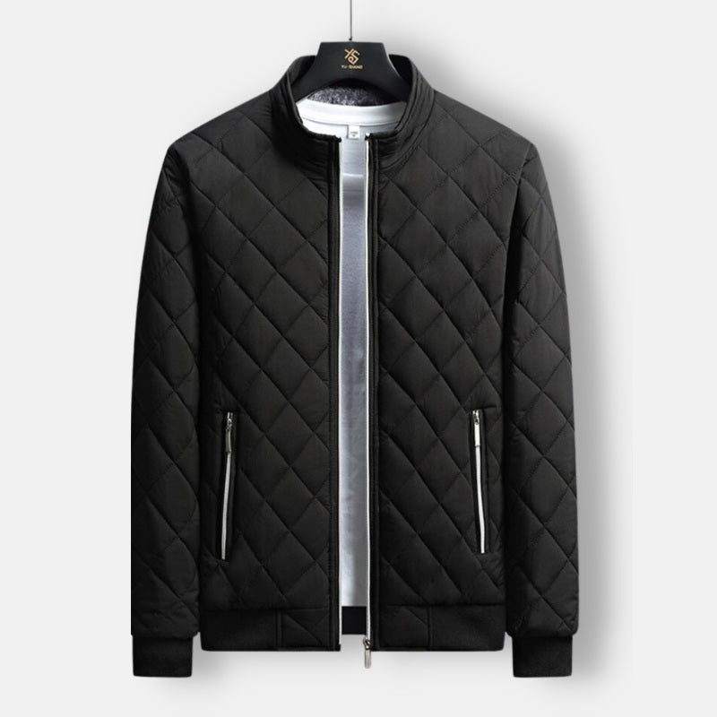 Antonios Winter Jacket in black, slim fit, lightweight cotton, casual elegant style.