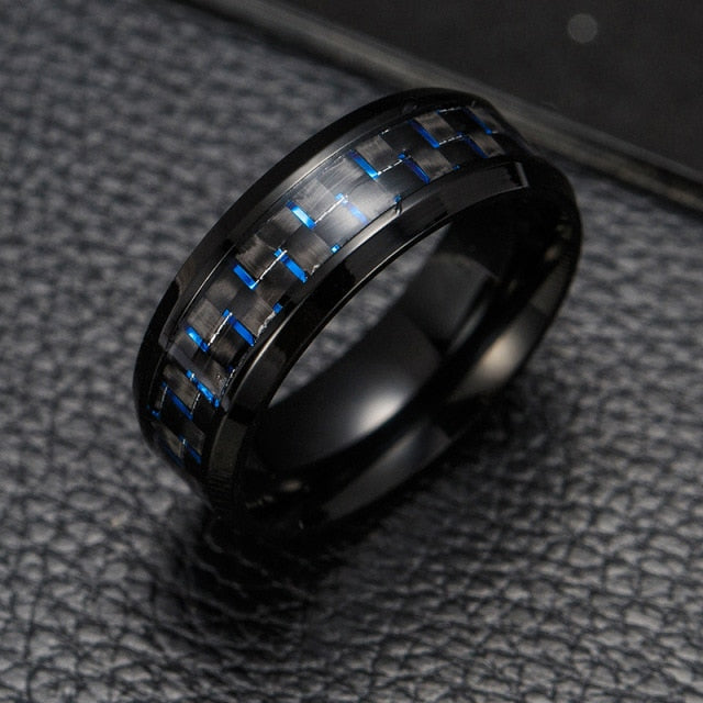 Antonios Fiber Stainless Steel Ring with titanium and cubic zirconia, featuring a sleek brushed finish.
