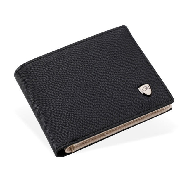 Roberto Wallet in black ecological leather with minimalist design and embossed logo.