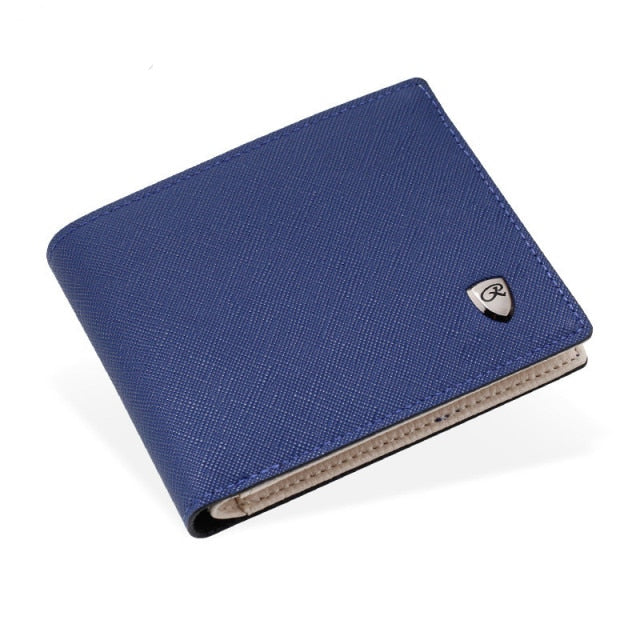 Blue Roberto Wallet in premium ecological leather with signature embossed logo.