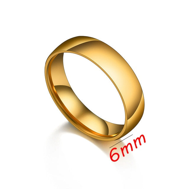 Stainless steel gold men's ring with 6mm band width.