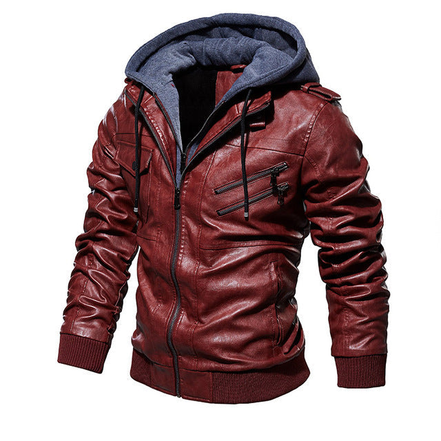 Antonios Leather Italian Jacket in red, crafted from high-quality leather, featuring a stylish and casual design.