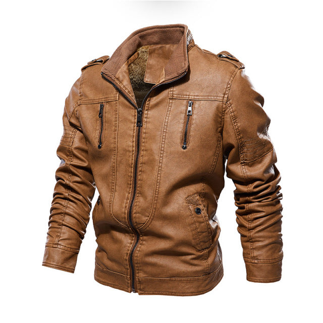 Men's brown Antonios Leather Italian Jacket, crafted with high-quality Italian leather, featuring a solid casual design.
