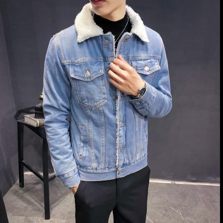 Antonios Ben Denim Jacket with faux fur collar for men.
