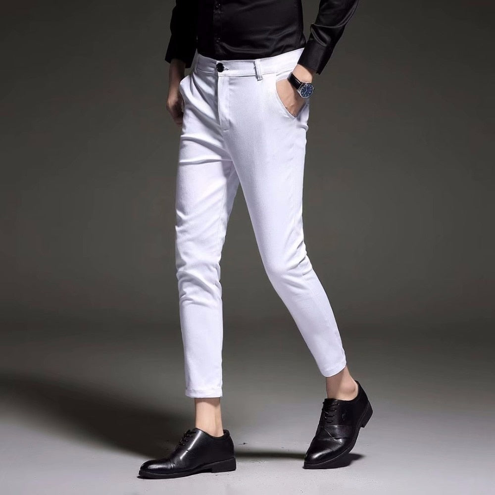 Antonio Elegant Slim Fit Pants in white, showcasing luxury style and comfort.