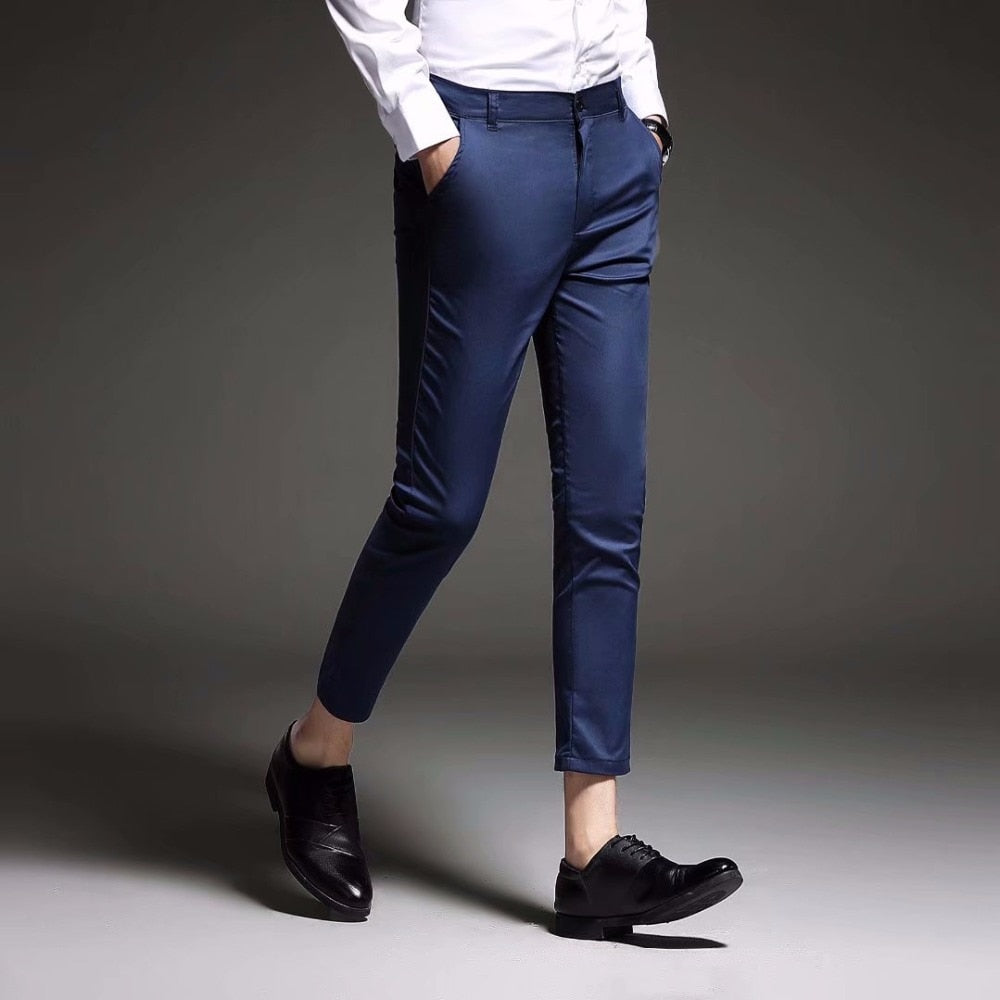 Antonio Elegant Slim Fit Pants in dark gray, showcasing a luxurious and stylish design suitable for smart casual wear.