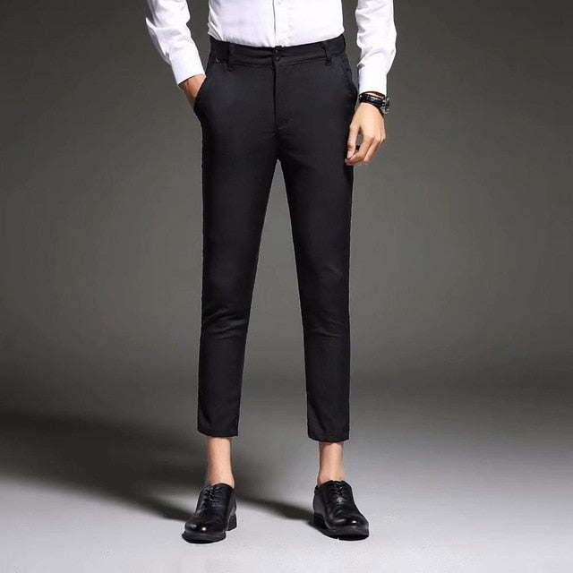 Antonio Elegant Slim Fit Pants in dark gray, showcasing smart casual style and comfort.