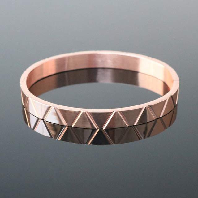 Stainless steel Antonios Triangle Bracelet featuring modern design with woven chains, ideal for men.