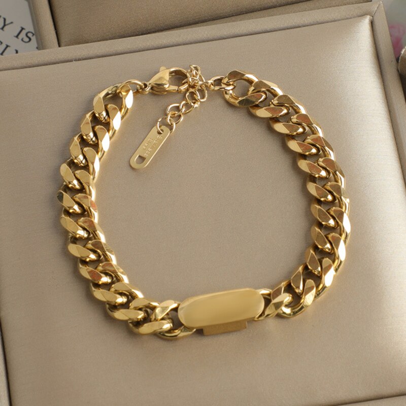 Antonios Cuban Stainless Steel Bracelet Men with link chain and magnetic clasp.