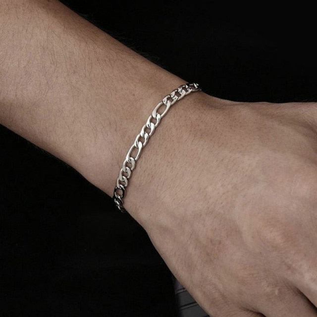 Antonios Milano Bracelet on wrist, showcasing stainless steel design and magnetic clasp.