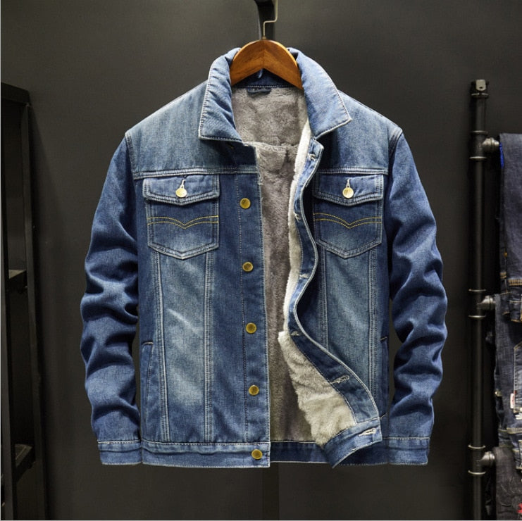Antonios Italy Slim Jacket in blue denim with soft lining, stylish cotton outerwear for men.