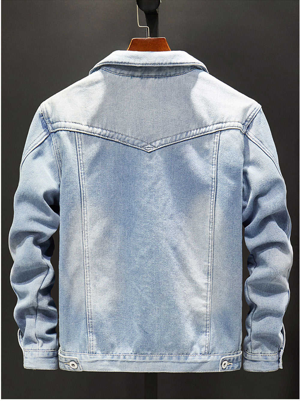 Antonios Italy Slim Jacket in light blue cotton, rear view, showcasing casual elegance.
