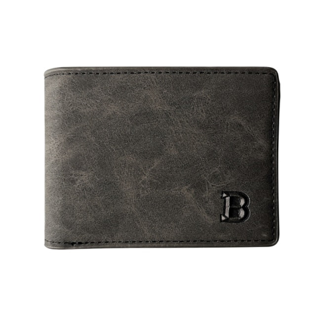 British Wallet in gray ecological leather, slim design, embossed logo.