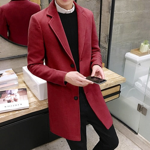 Antonios Casual Coat Men in red, featuring a casual and elegant design with solid pattern, suitable for all seasons.