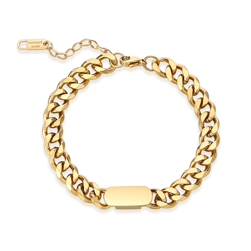 Antonios Cuban Stainless Steel Bracelet for men with link chain and magnetic clasp.