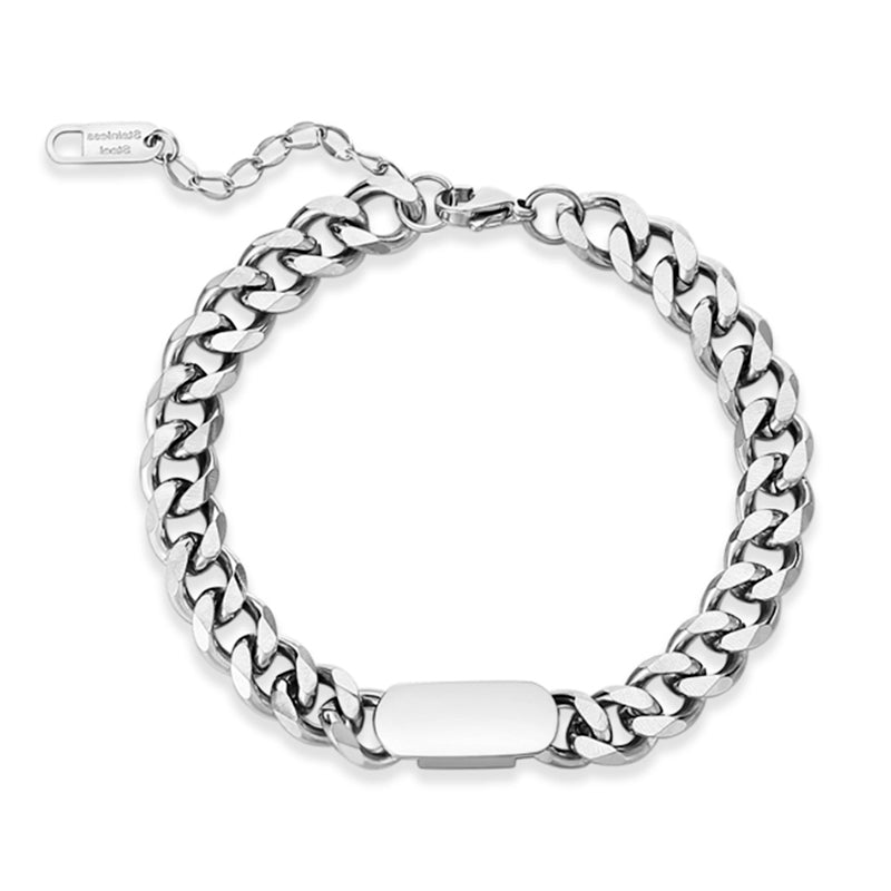 Antonios Cuban Stainless Steel Bracelet with link chain and magnetic clasp for men.