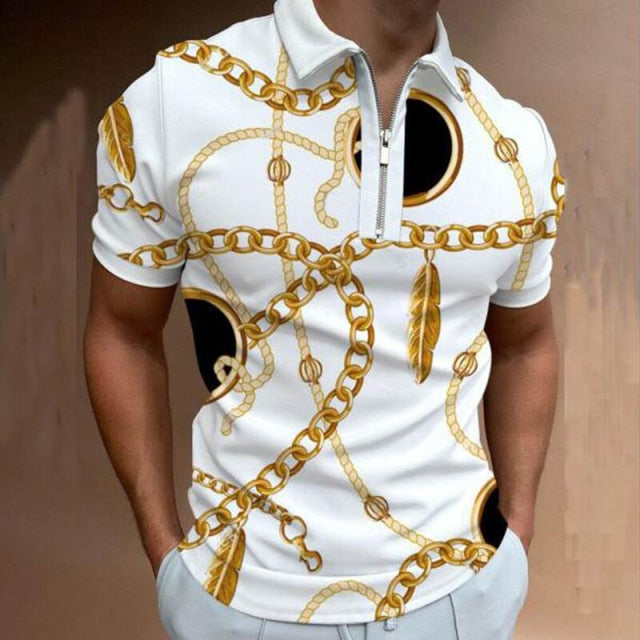 Versatil Modern T-Shirt with chain design, organic cotton, men's summer fashion.