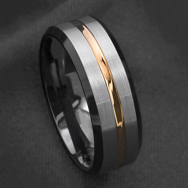 Antonios Classy Stainless Steel Ring Men with gemstone and polished band.