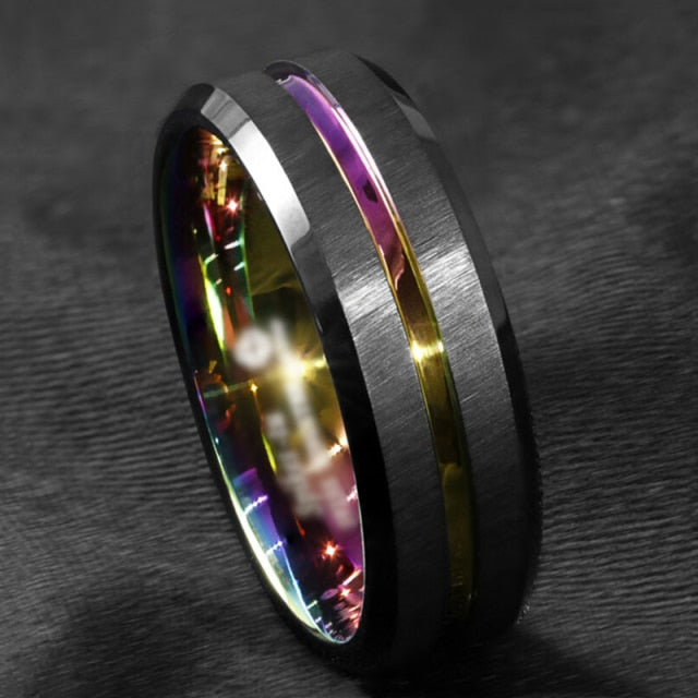 Antonios Classy Stainless Steel Ring for men with polished band and striking gemstone.