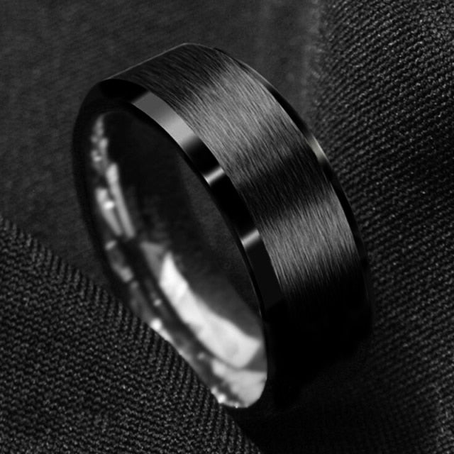 Antonios Classy Stainless Steel Ring for Men with Polished Band and Gemstone