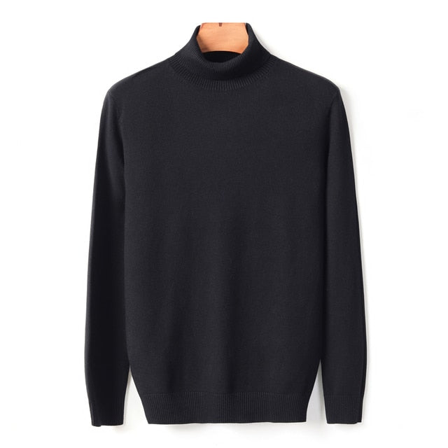 Antonios Turtleneck Quality Sweater in black with solid pattern.