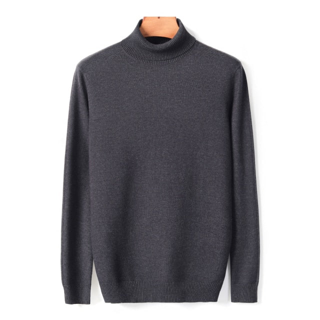 Dark grey turtleneck sweater by Antonios, premium quality, solid pattern, suitable for all seasons.