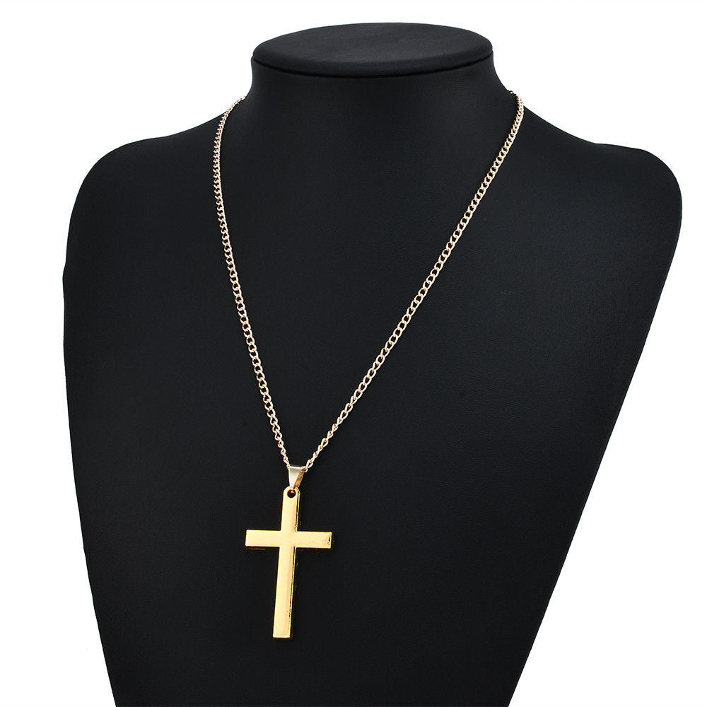 Antonios Cross Stainless Steel Necklace for Men on display mannequin.