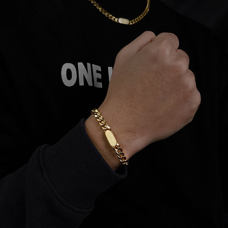 Antonios Cuban Stainless Steel Bracelet for Men with Magnetic Clasp