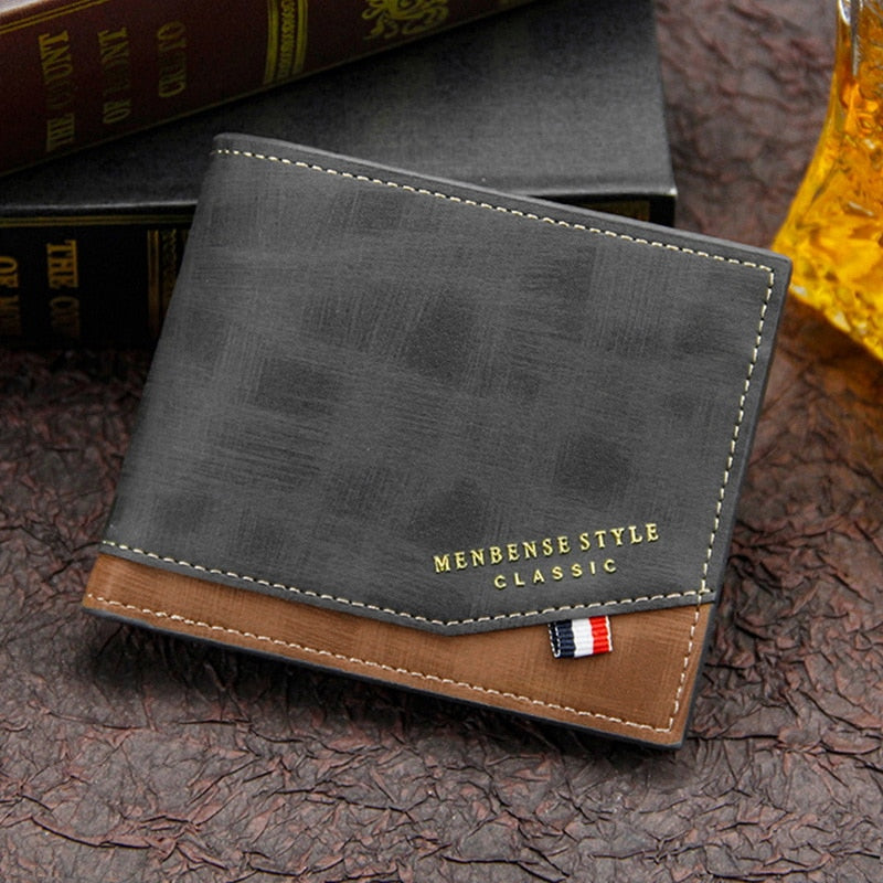 Business Style Wallet made of premium ecological leather with a slim, minimalist design and signature embossed logo.