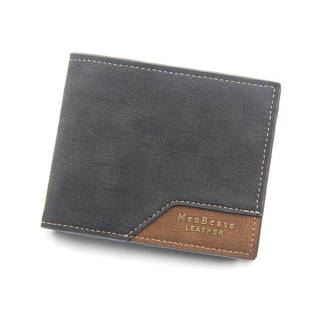 Business Style Wallet in black and brown ecological leather with embossed logo.