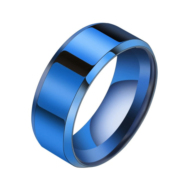 Antonios Classic Design men's ring in blue titanium steel with sleek finish.