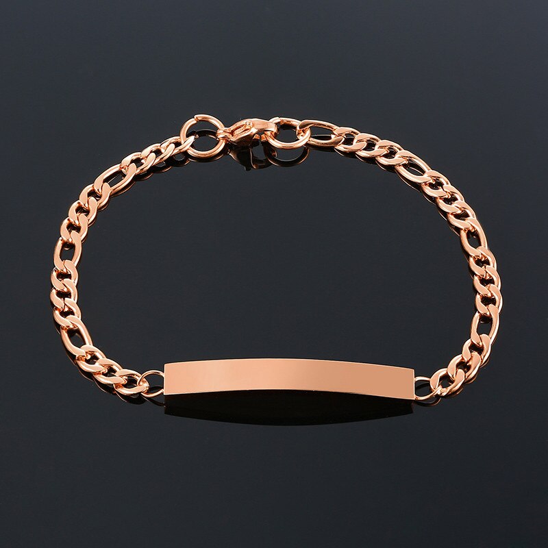 Antonios Minimalist Stainless Steel Bracelet with Engraved Detailing on Black Background.