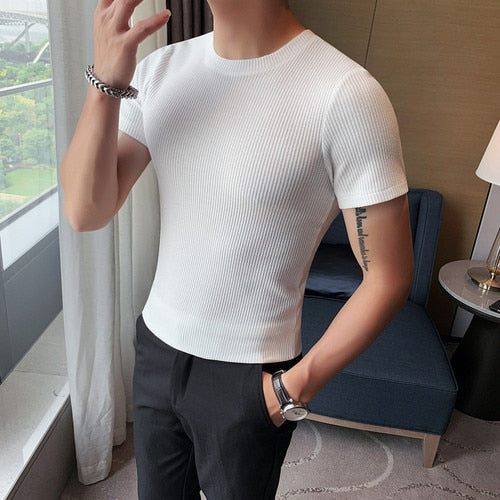Spring Slim Fit T-Shirt in white, 100% cotton, casual and breathable.