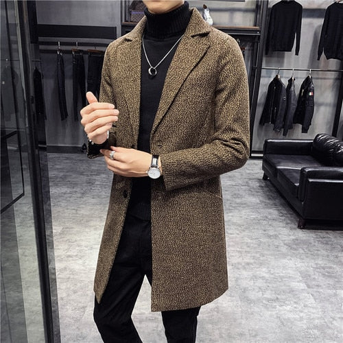 Antonios British Overcoat Men in wool and cotton blend, casual elegant style.