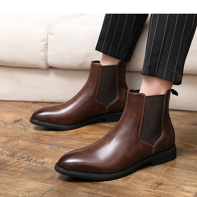 Antonios Casual Leather Boots Men in brown with a classic minimalist design for versatile styling.