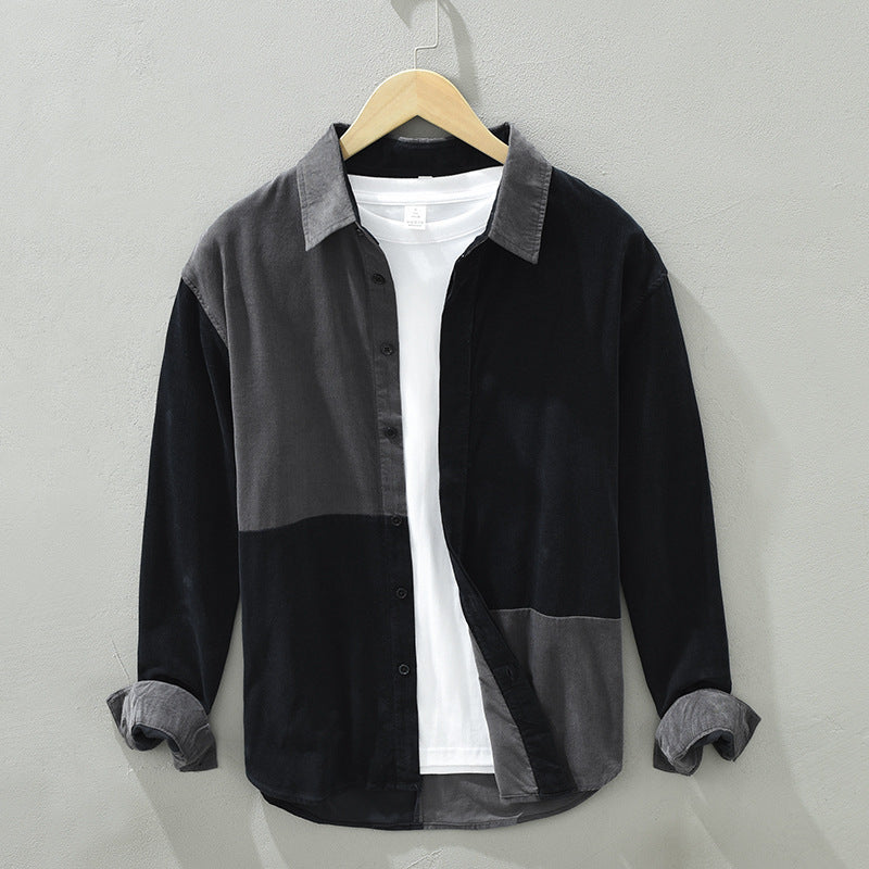 Antonios Urban Cotton Jacket in black and grey patchwork, 100% cotton for casual or elegant men's style.