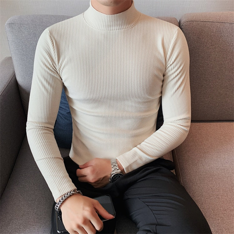Antonios Hombre Slim Fit Sweater in white, casual and elegant style for men.