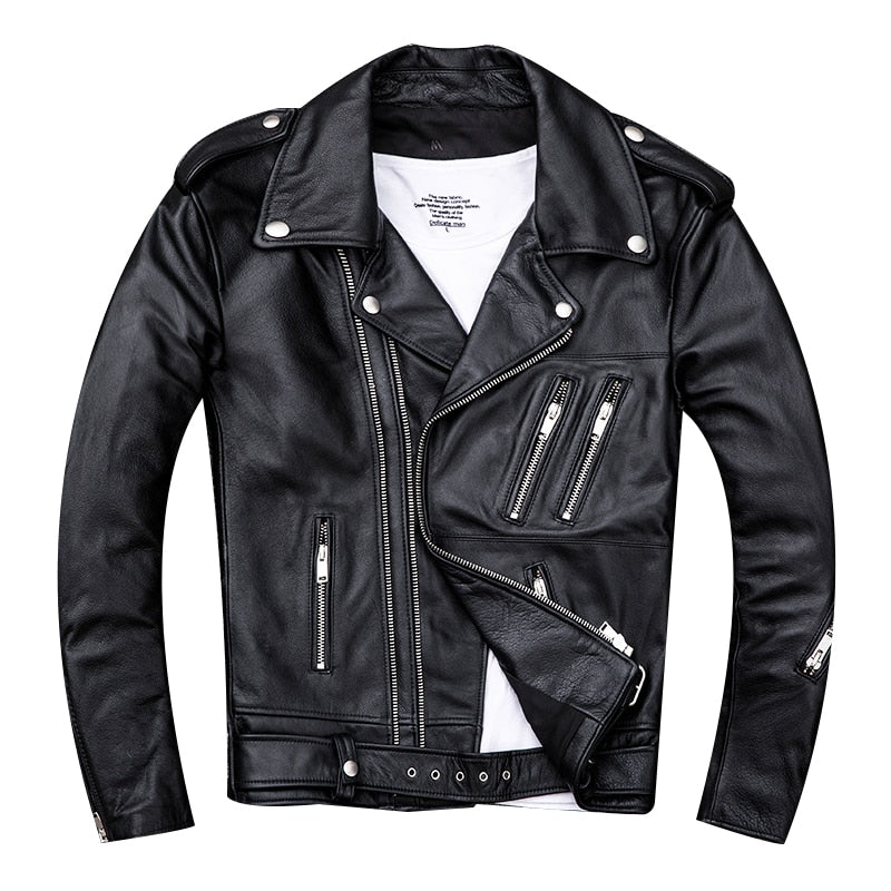 Men's Antonios Genuine Leather Jacket - Silky, shiny, and stylish for all seasons.