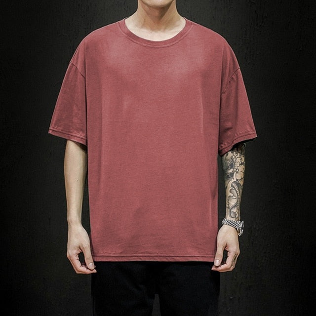 Men's Antonios pure cotton t-shirt in red, rounded sleeves, smart casual style.