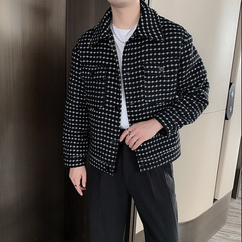 Antonios Spring Woolen Jacket in black, casual and elegant style, suitable for all seasons.