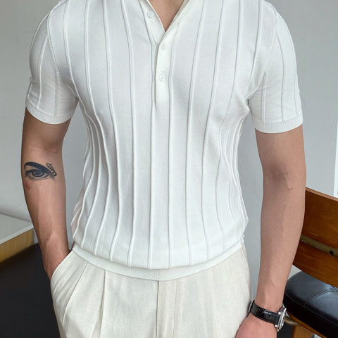 Antonio Slim T-Shirt in White, solid pattern, premium cotton, men's summer casual wear.