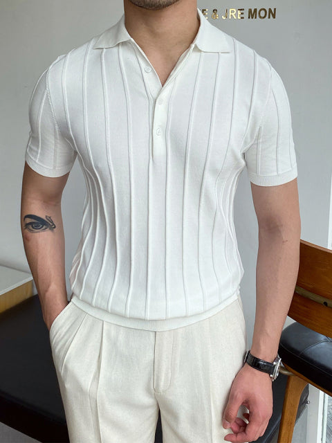 Antonio Slim T-Shirt in White, solid pattern, premium cotton, men's summer casual wear.