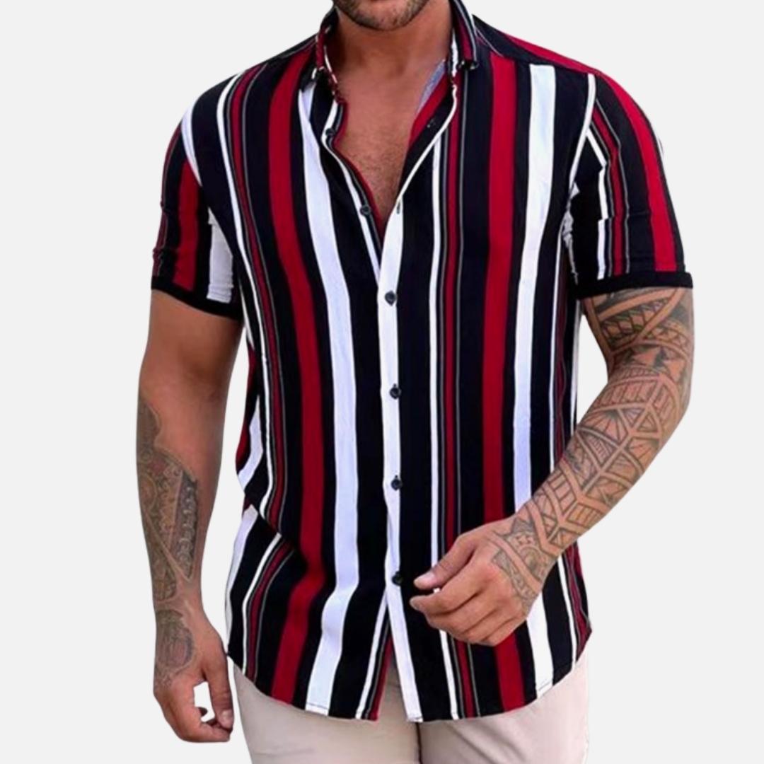 AntoniosClothing Vintage Striped Shirt, smart casual style, wrinkle-resistant, breathable, comfortable, men's summer wear.